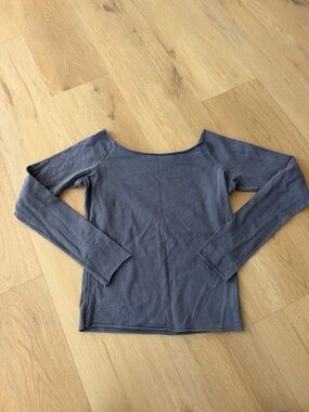 Brandy Melville Slate-Gray Long Sleeve Boatneck Top